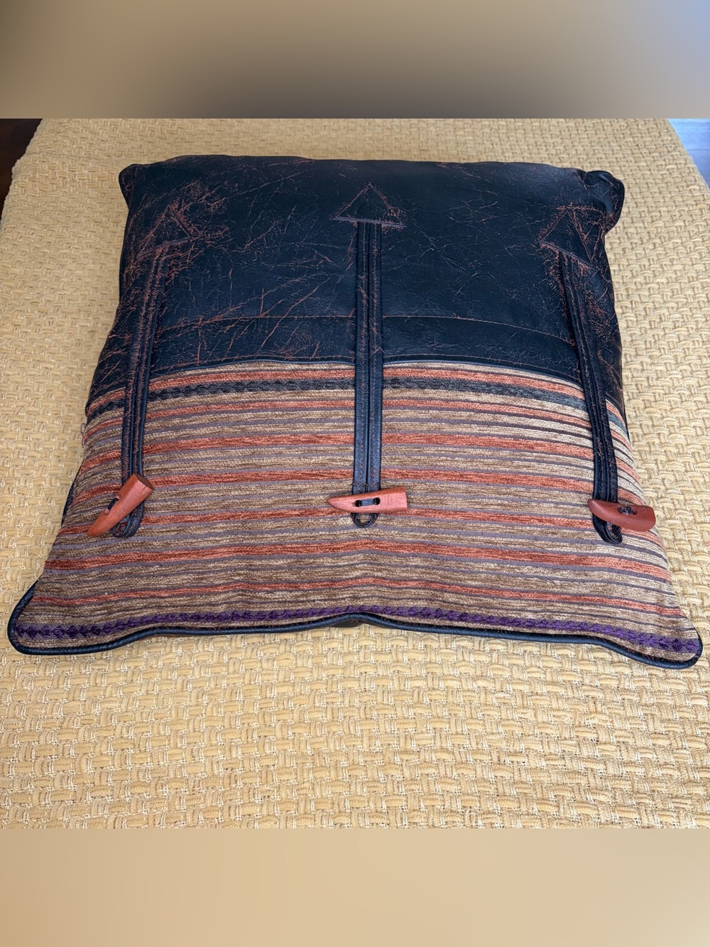 Croscill Pillow Rustic Southwestern Toggle Button Chenille 20 x 20 Cabin - Picture 6 of 11